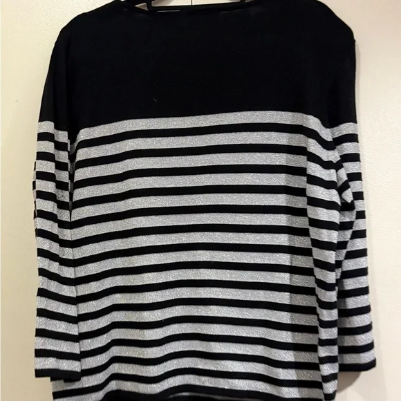 Alfred Dunner Black and Gray Embellished Boxy Blouse - Picture 9 of 9